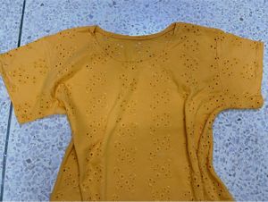 Yellow Eyelet Top