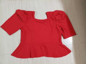 Combo Puff Sleeve Peplum Tops