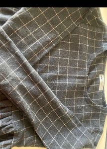 Winter Korean Gray Plaid Mini  Dress