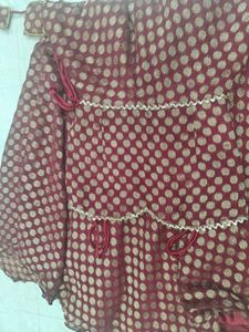 maroon anarkali with cream net dupatta
