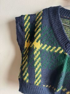 sale !!!Plaid Knit Sweater Vest Top