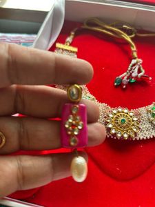 Elegant Pearl Necklace with Kundan Work