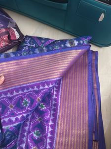 Exquisite Blue Ikat Silk Saree