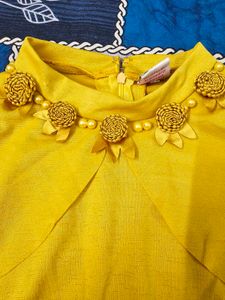 Yellow Kurta with Floral Skirt Set