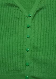 Green Cardigan Ribbed Top