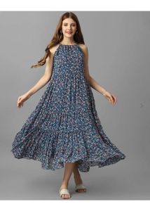 Flowy Floral Print Maxi Dress