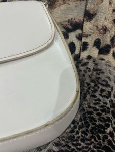 Vintage Prada White Cleo Flap Shoulder Bag