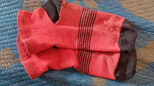 Red Striped Ankle Socks
