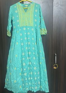Aqua Blue Embroidered Kurta