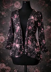 Elegant Floral Open Front Cardigan