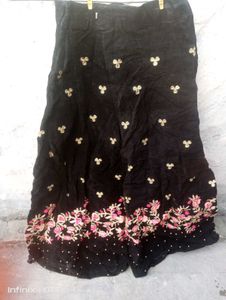 Embroidered Velvet Black Lehnga Choli