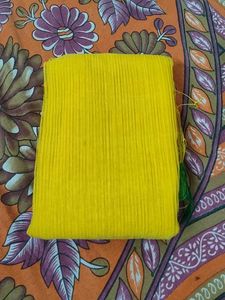 Vibrant Yellow Saree with Green Border