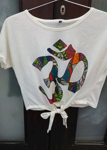 Om Graphic Tie-Front T-Shirt - M/L Size