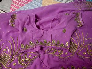 Stunning Purple Embroidered Saree