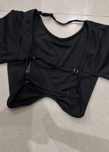 2 Tops combo- Black long sleeves top+Leapord print
