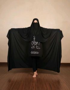 Elegant Black Abaya Gown Irani Chader