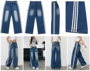 Wide Leg Jeans with Side Stripes( men and women)