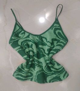 Green Abstract Print Tank Top
