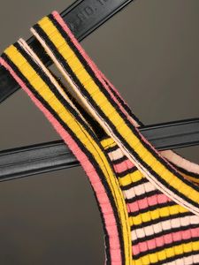 Fitted Pink, Yellow And Black Maxi Dress, UK 12