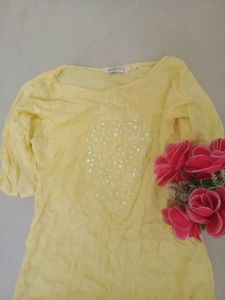 Hautecurry Brand Kurta With Embroidery On Neck