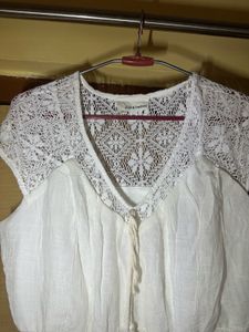 White Lace Detail Maxi Dress