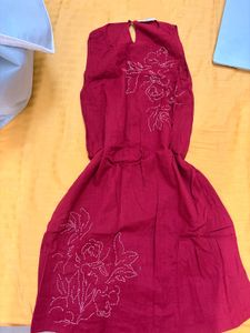 Beautiful Maroon Embroidered Ethnic Dress