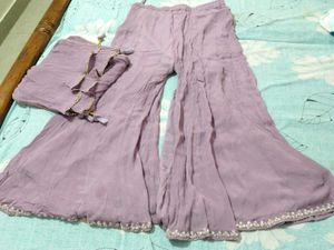 Beautiful Embellished Lavender Kurta with sharara