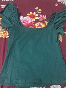 Green 'Flawless' Puff Sleeve Tee