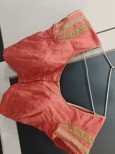 Embroidery Pink Saree With Blouse