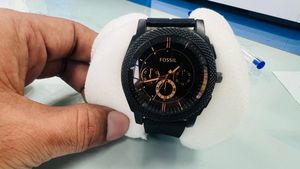 Fossil Men's Watch - Black &amp; Rose Gold