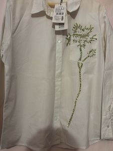 Chic White Embroidered Button-Up Shirt