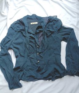 Bohemian Style Teal Blouse