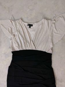 Chic Black &amp; White Ruched Dress