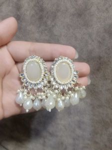 Elegant White Stone Dangle Earrings