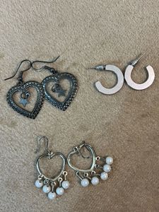 3 Pairs of Heart Earrin