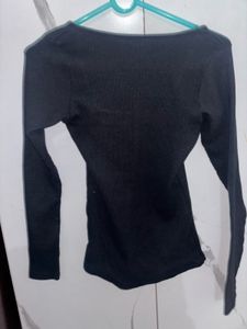 Black Square Neck Long Sleeve Top and Zudio Green