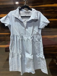 Light Blue Denim Tiered Dress