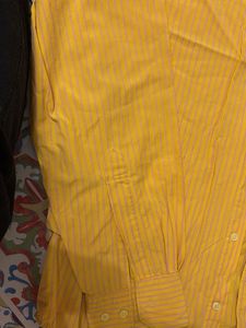 Men's Yellow Striped Button-Up Shirt