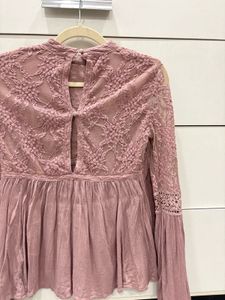 Boho Lace Bell Sleeve Peplum Top