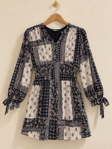 Boho Patchwork Print Mini Dress
