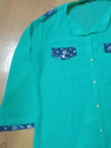 4 for 200 Vibrant Green Button-Up Shirt
