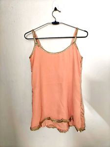 Peach Sequin Embellished Suit Set with Dupatta | S