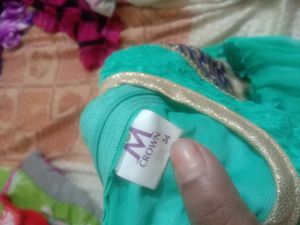 nice peacock green   new dress for 8to 10 years girls