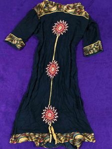 Embroidered Navy Blue Kurta