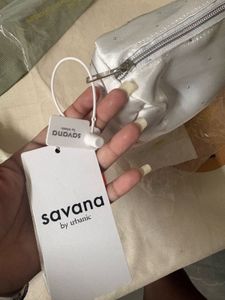 White savana Rhinestone Makeup Bag