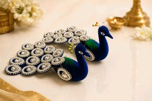 Handcrafted Peacock Decor Pair