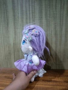 Cute Plush Doll with Purple Hair