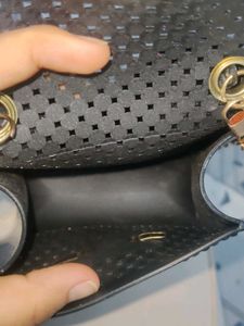 Chic Mini Black Handbag with Fur Accent