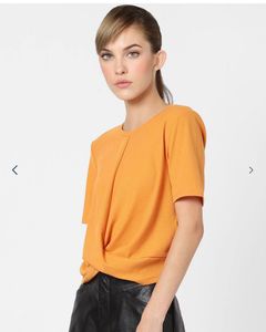 Trendy Orange Twisted Crop Top