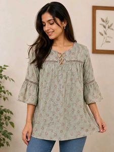 Light Green Floral Print Kurta